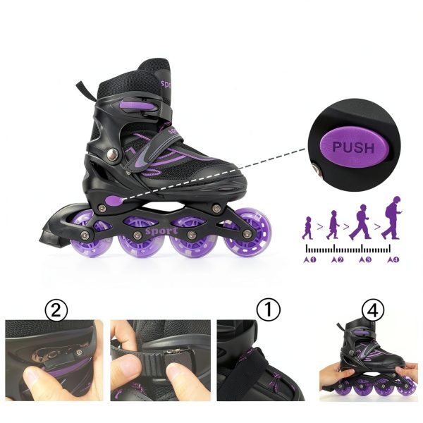 Kids Inline Skates PIPIZHU Purple Adjustable-2