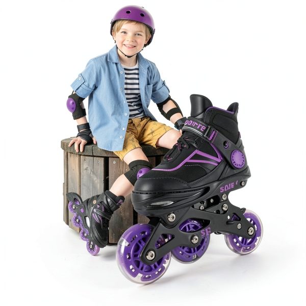 Kids Inline Skates PIPIZHU Purple Adjustable-4