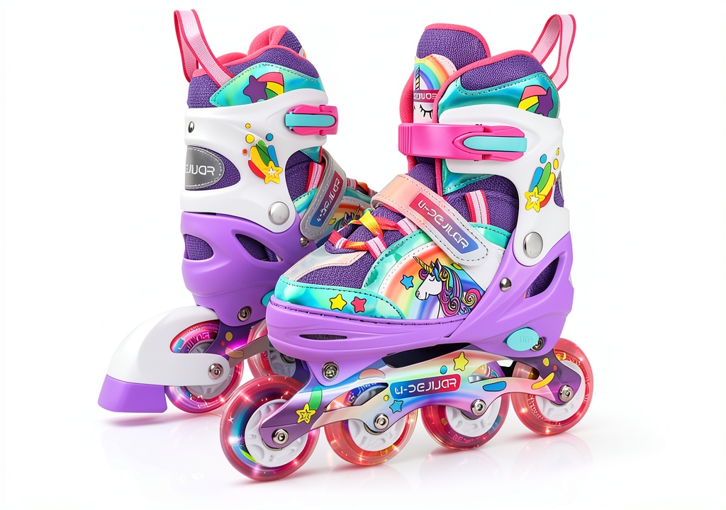 Girls inline skates in action at a park