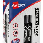 AVERY Marks-A-Lot Large Desk-Style Chisel Tip, Value Pack 36 Black Permanent Markers are perfect for signs and posters (98206)-0