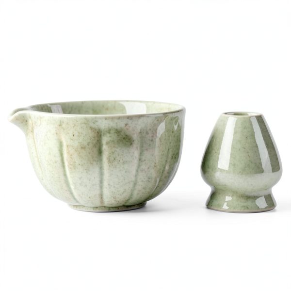 Artcome Matcha Bowl with Pouring Spout and Whisk Holder Set - Ceramic-1