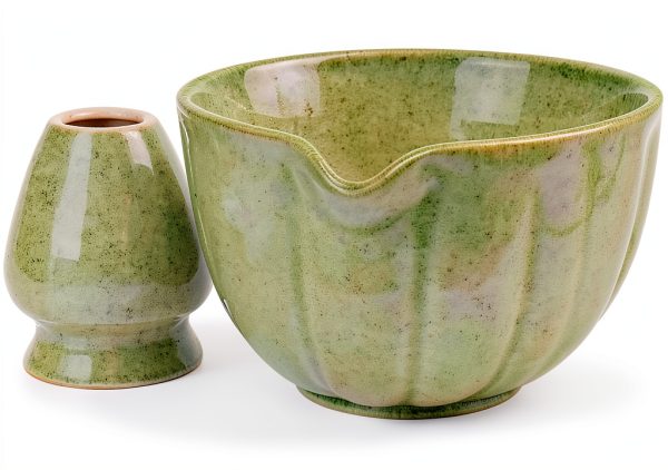 Artcome Matcha Bowl with Pouring Spout and Whisk Holder Set - Ceramic-0