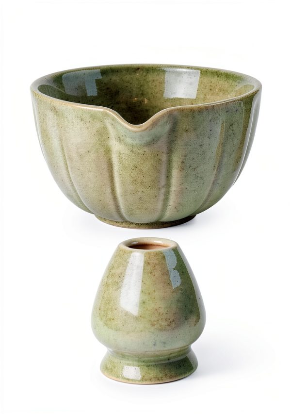Artcome Matcha Bowl with Pouring Spout and Whisk Holder Set - Ceramic-2