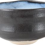 Minoribo Japanese Ceramic Matcha Bowl Black & Light Blue YHT005-0