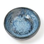 Matcha Tea Bowl Tenmoku Flower Glaze 12.17oz Porcelain Chawan by-0